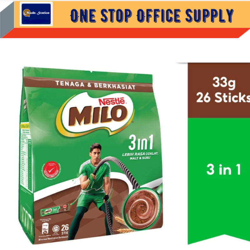 NESTLE MILO 3 IN 1 ACTIV GO MILO (33g X 26 Sticks) - 990G/Nestle /Milo /Chocolate Malt Drink /3 in I Activ Go Milo /Nestle Milo Chocolate Malt Drink 3 In 1