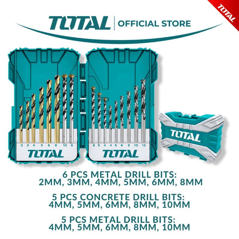 TOTAL METAL / CONCRETE / WOOD DRILL BITS SET (16 PCS) TACSDL11601