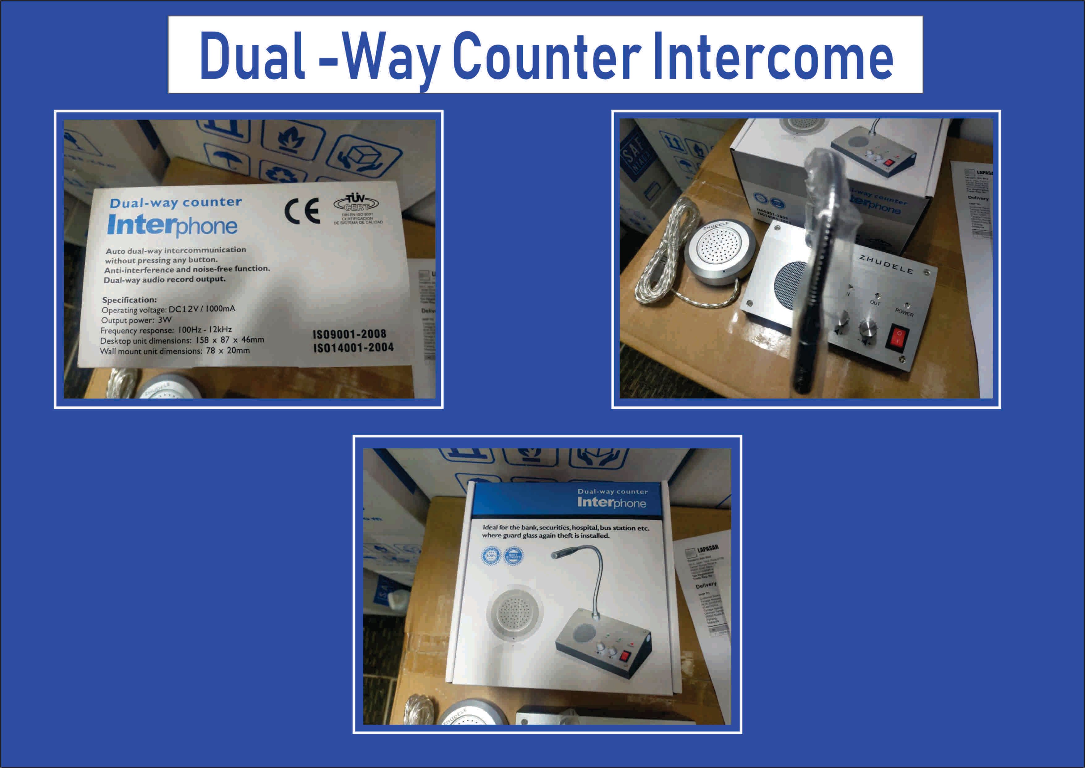 ZHUDELE / RETEVIS OCHA Dual-Way Intercom System for Counter & Petrol Pump Counter- pre order 7-12 day Termasuk Kos Penghantaran Semenanajung