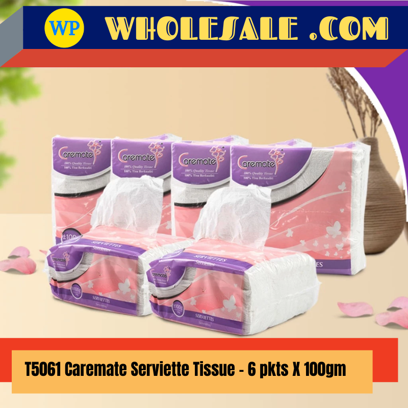 CAREMATE T5061 / Caremate Serviette Tissue / Napkin Tissue 6 Packets x 100GM / Extra Absorbent Premium Tissue