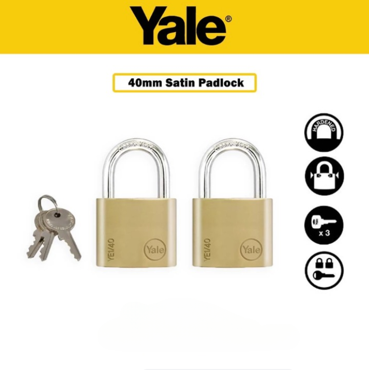 YALE ESSENTIAL SERIES YE1 SOLID BRASS PADLOCK (YE1/40/122/2) (2 PADLOCK)
