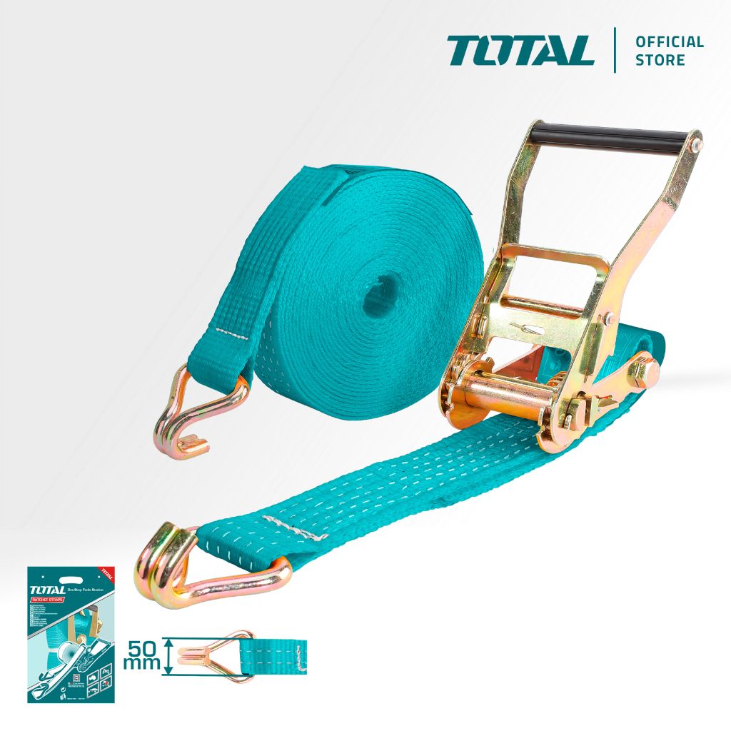 TOTAL RATCHET STRAP SAFETY FACTOR 2:1 DOUBLE J HOOKS EQUIPMENT/CARGO (4 TON/10M X 50MM) THTRS4101
