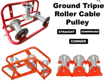 GROUND TRIPLE ROLLER CABLE PULLEY NYLON & ALUMINUM WHEEL CORNER / DOWNWARD / STRAIGHT NP201