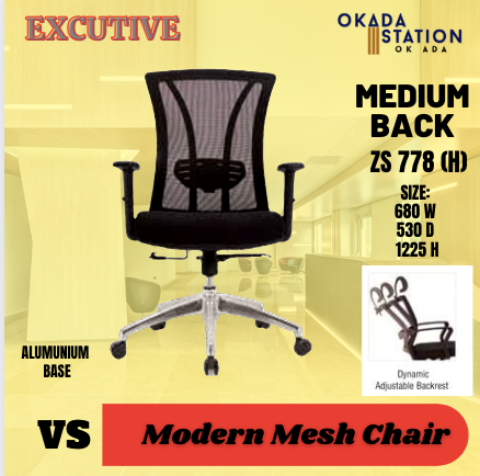 VS ERGONOMIC MEDIUM BACK MESH CHAIR -ALUMINUM LEG / ZS777(M) / MESH CHAIR / OFFICE CHAIR / KERUSI BERODA / ERGONOMIC OFFICE CHAIR