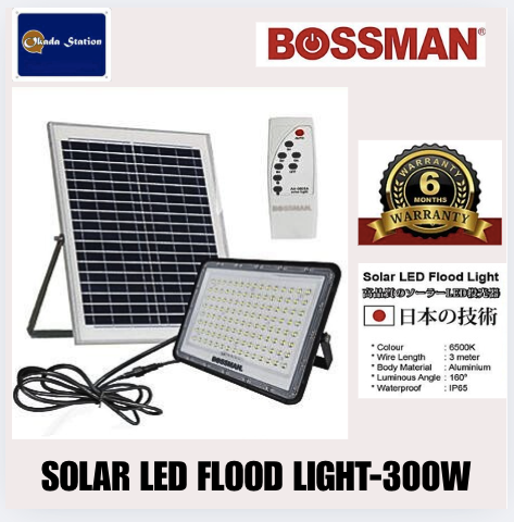 BOSSMAN High Brightness LED Lampu Solar - 300W /  IP65 Waterproof / Outdoor Street Lamp / Floodlight  / Sportlight