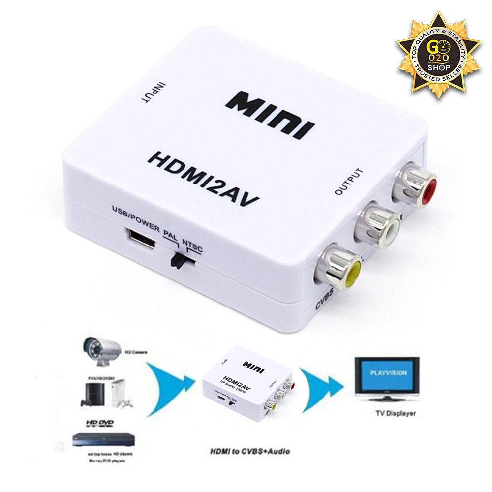 qs HDMI to RCA Mini Composite 1080P HDMI2AV Audio Video AV CVBS Adapter Converter