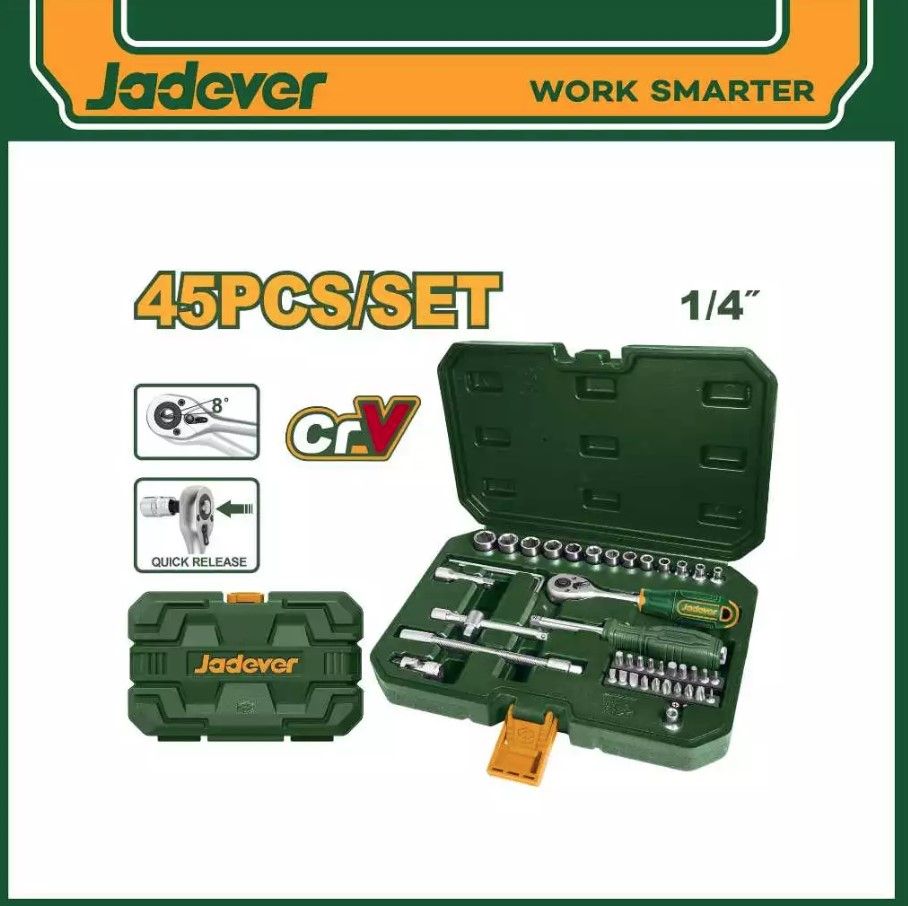 JADEVER 45 PCS 1/4" SOCKET SET JDST4D45