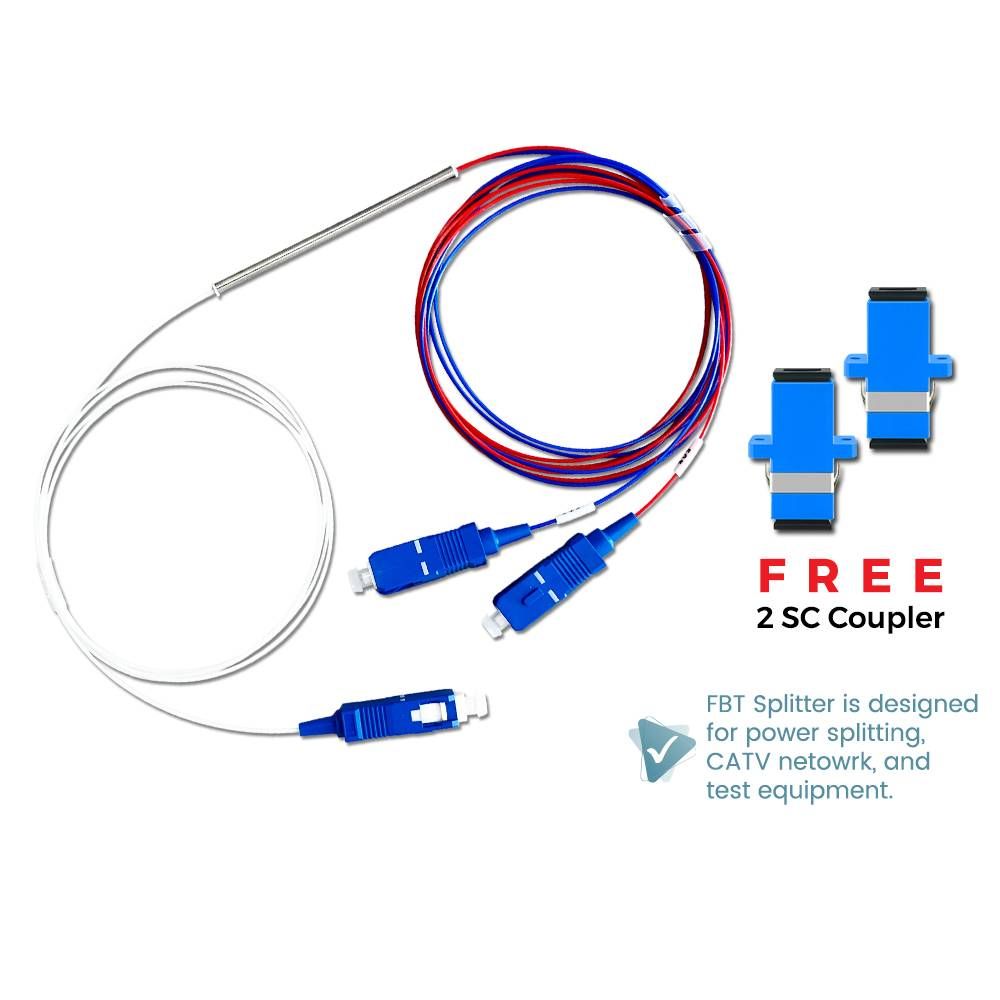 1 X 2 FIBER OPTIC FBT SPLITTER SM SC/UPC 0.9MM 1 METER
