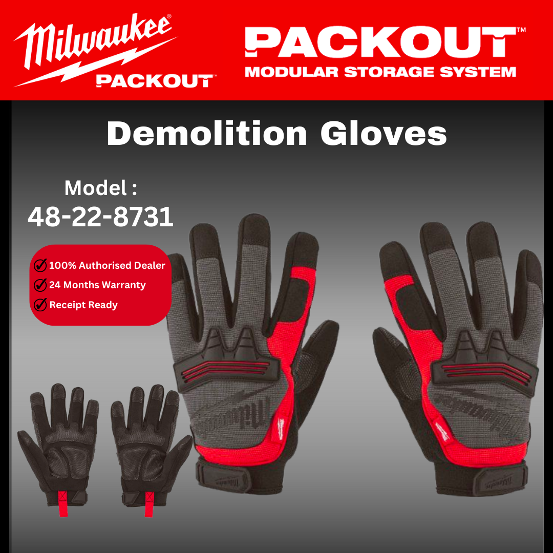 Milwaukee Demolition Gloves / 48-22-8732 / Milwaukee Gloves / Cut Proof Gloves / Sarung Tangan / Heavy Duty Hand Gloves