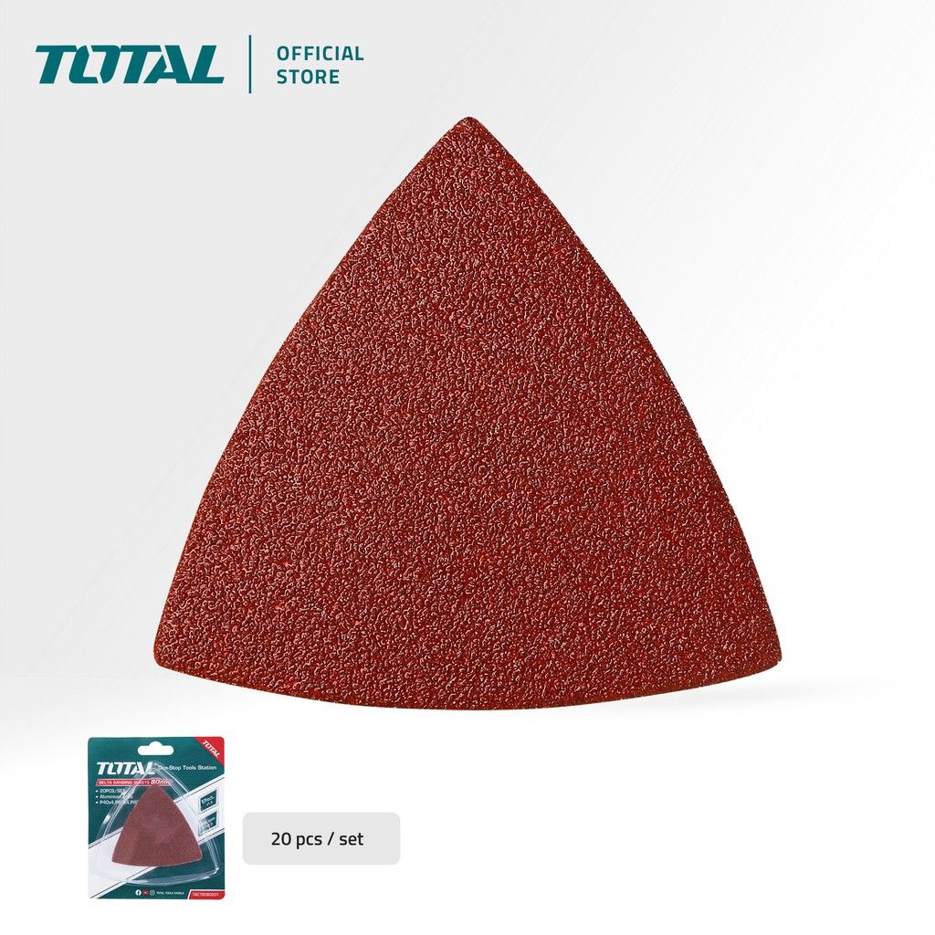 TOTAL DELTA SANDING SHEETS SAND PAPER GRIT P40-P120 ALUMINUM FOR TMLI2001 & TS3006 MULTI TOOL (20 PCS) TAC78080201