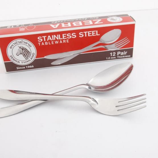 Zebra *#100% Original Thailand Zebra Stainless Steel 12 Pairs 1.0mm Fork & Spoon Set Z100009 100009