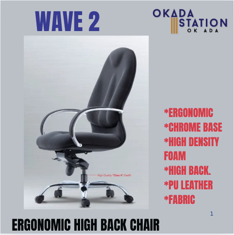 CH WAVE2 ERGONOMIC OFFICE HIGH BACK CHAIR / CLASSIC CHAIR / WAVE 2 / HIGH BACK CHAIR / FABRIC / PU LEATHER / OFFICE FURNITURE / OFFICE CHAIR / EXECUTIVE CHAIR / WAVE