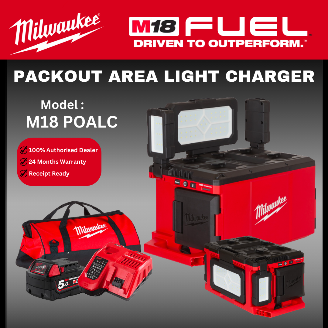 Milwaukee M18 PACKOUT 3000 Lumen Area Light/Charger / M18 POALC / M18 Charger & Light / Work Area Light / Task light / Torch light / Milwaukee Light / Milwaukee Lampu