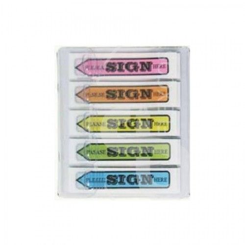 Sticker sign here small 10mm x 50mm(L) neon/mix colour