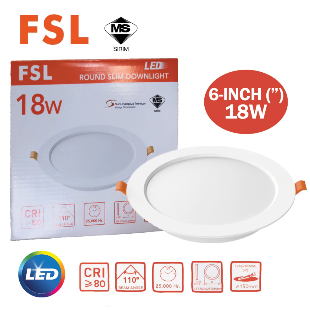 FSL FSP503 6'' 18W LED Recessed Downlight 6500K