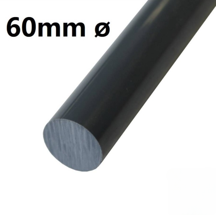 PTFE ROD BLACK 60MM DIAMETER CARBON FILLED PTFE (60MM X 1M)