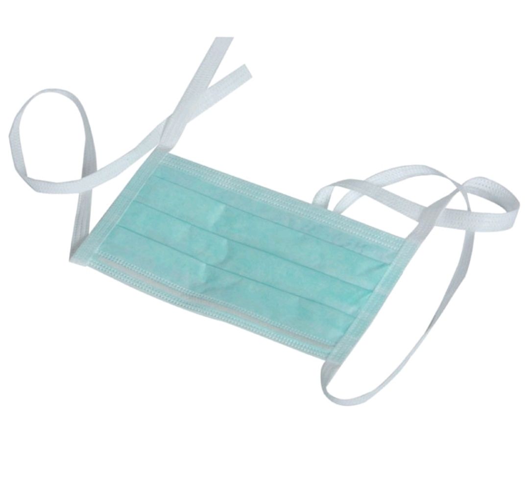 NA TIE-ON FACE MASK 3 LAYER GREEN DISPOSABLE MASK YANG BERKUALITI