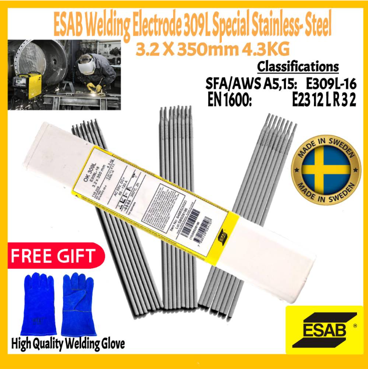 RIGHTWELL ESAB OK 309L SPECIAL STAINLESS STEEL WELDING ELECTRODE 3.2MM (4.3KG) (SWEDEN)