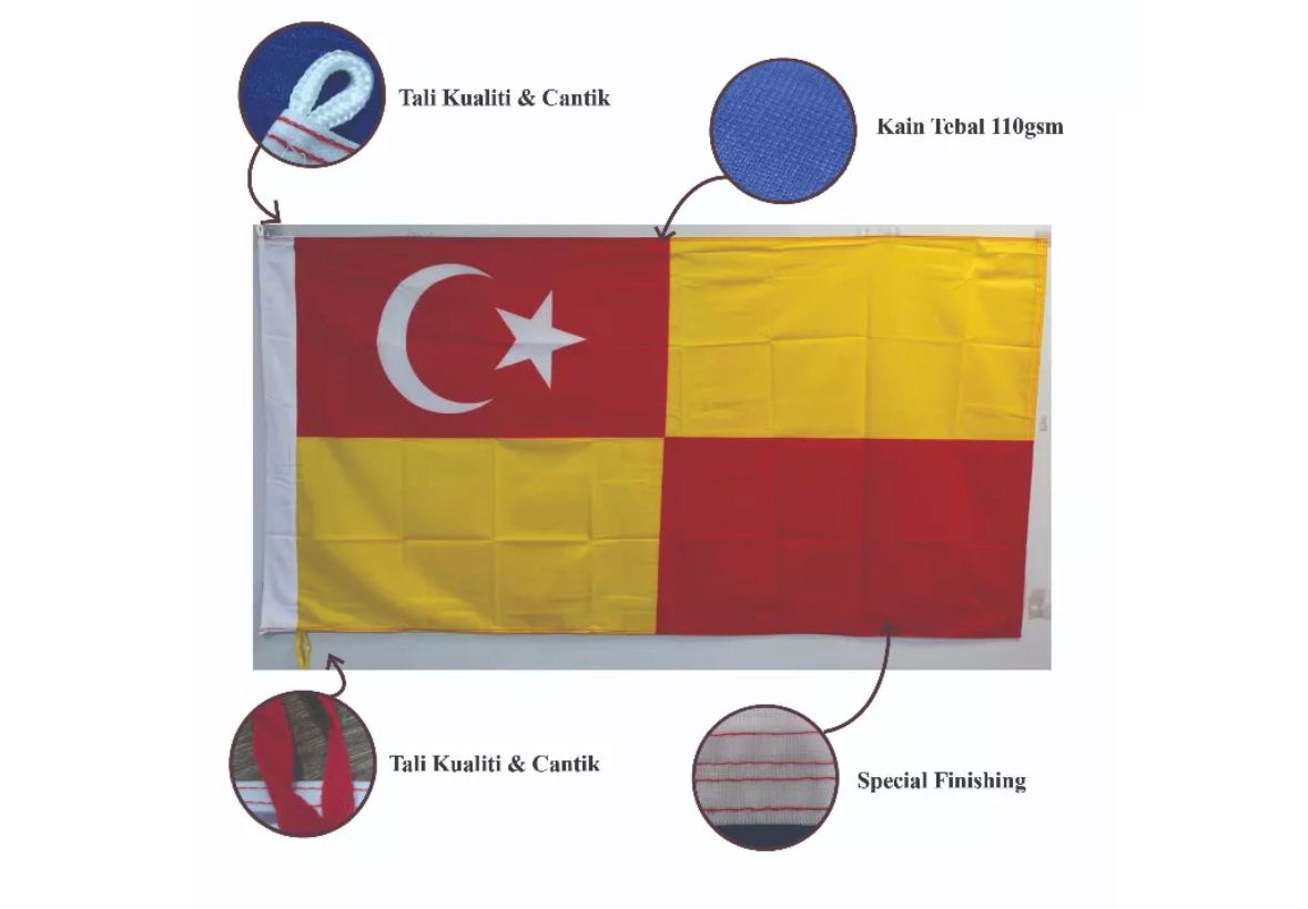 qs BENDERA SELANGOR KAIN JENIS POLYMESH HIGH QUALITY 3' X 6'/ 90CM X 180CM (Tiang)