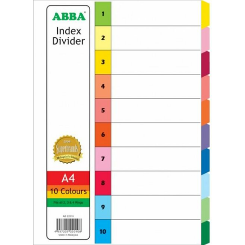 Abba Index Divider 10 colours (5 set/pack)