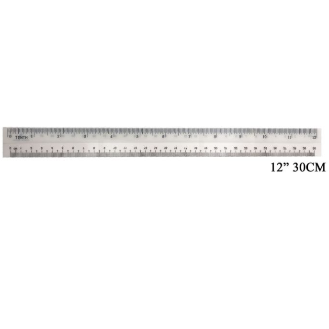 QP Plastic Ruler 12in Halfwhite