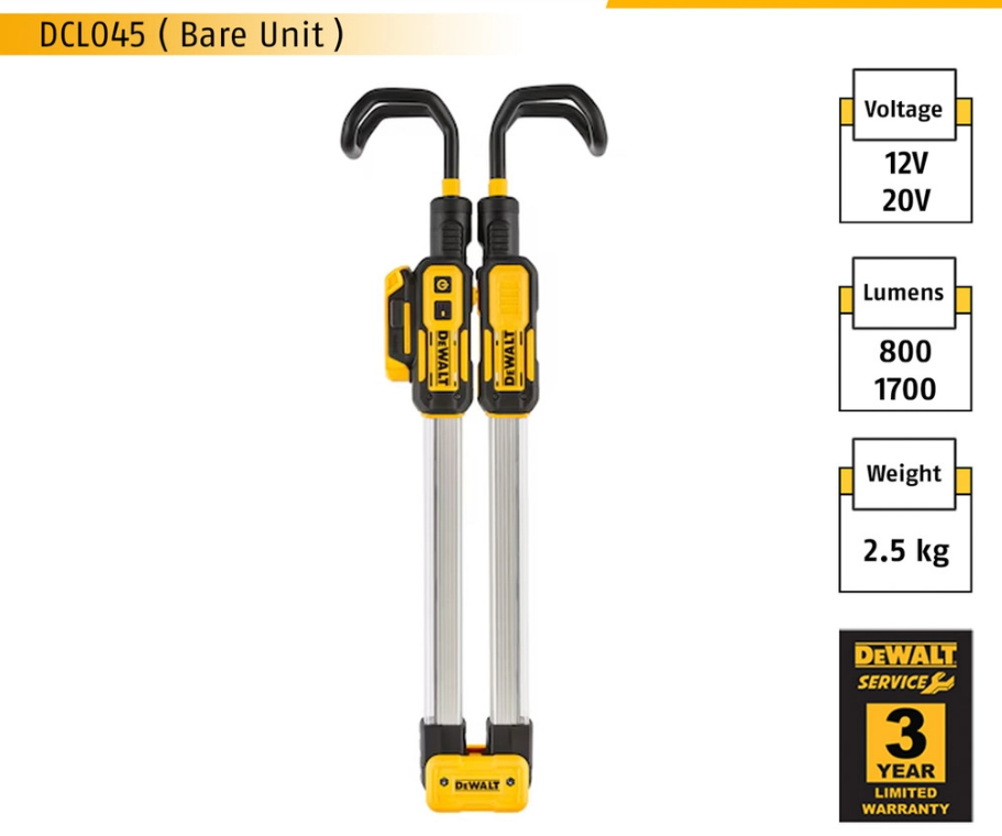 DEWALT DCL045-XJ 12/20V HANDHELD / HOOD WORKLIGHT, LED ( BARE UNIT )