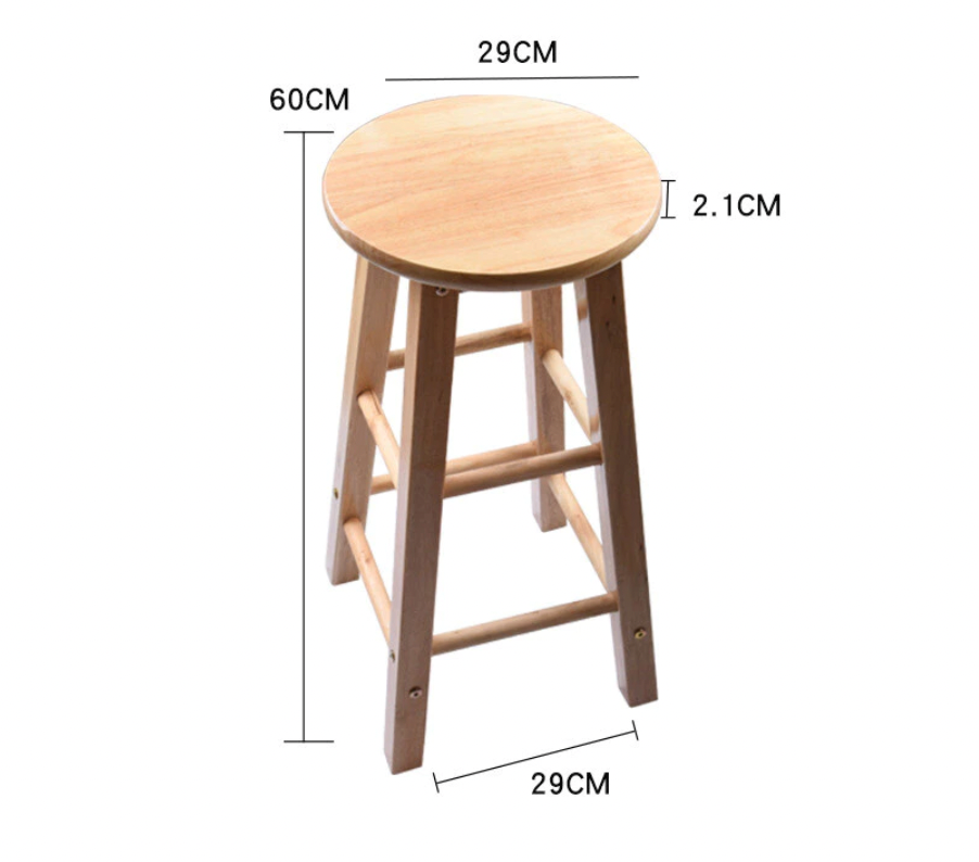 60cm Solid Wood Bar Chair Ladder Stool Simple Bar Chair Wood Stool High Foot Round Stool