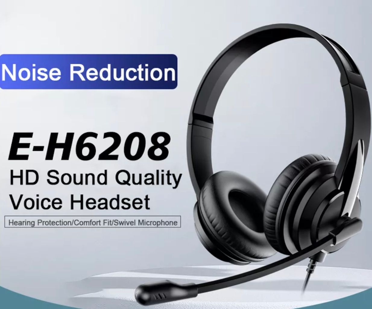 Headset Rotating Mic Earphone Noise Cancelling 3.5mm&USB Jack Multi-device Headphone With Adjustable Headband/Mic