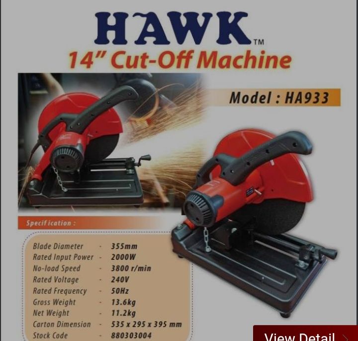 HAWK HA933 2000W 14" 355MM METAL ALUMINIUM CUT OFF MACHINE CHOP MITRE MITER SAW