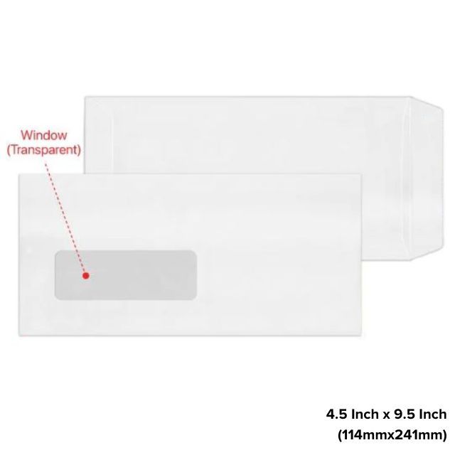 QP Envelope White 4 1/2x9 1/2 (114x241mm) Window 500'S *501*