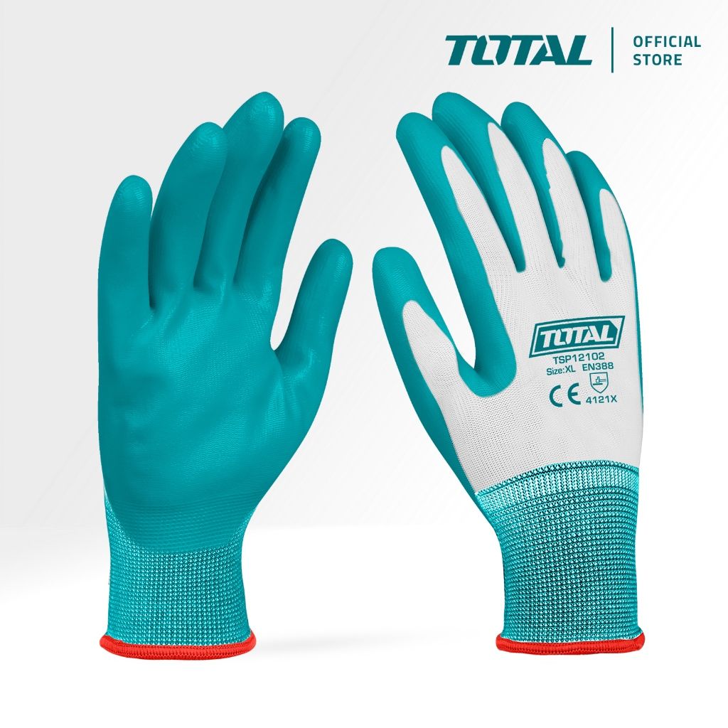 TOTAL NITRILE GLOVES SUITABLE TO HANDLE OILY TASKS NITRILE COATED PALM SMOOTH & ROUGH-TEXTURE PALM FINISH TSP12102_1 PAIR