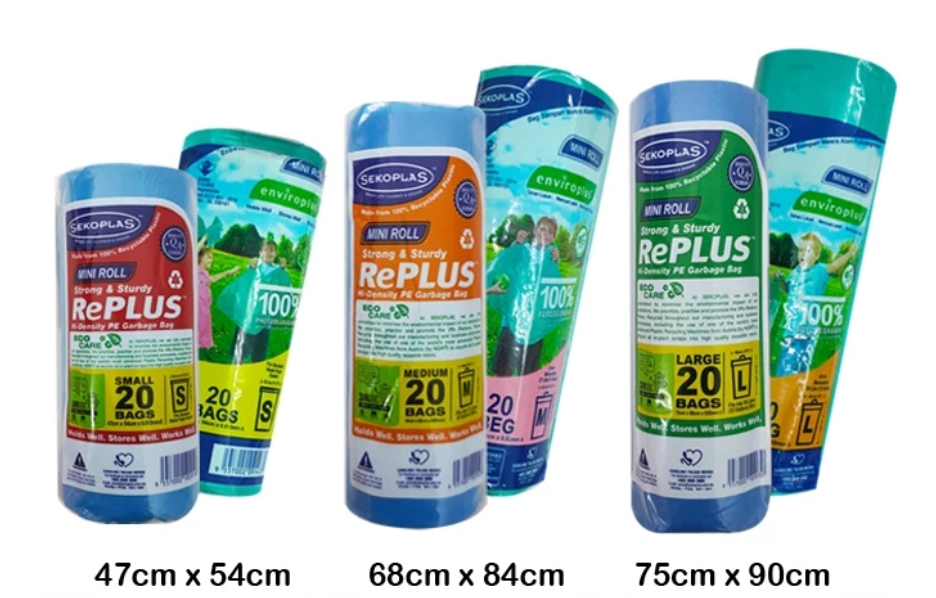 BBD SEKOPLAS Replus Mini Garbage Bag Roll 20 Pcs Eco Friendly Plastic Bag Plastik Sampah L91 -  Size L