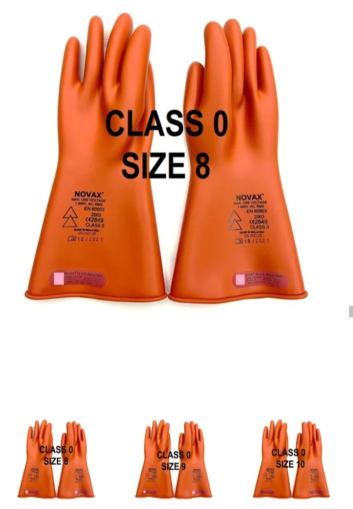 NOVAC CLASS 0 GLOVE FOR ELECTRICALSAFETY 1000V WITH VARIOUS SIZE