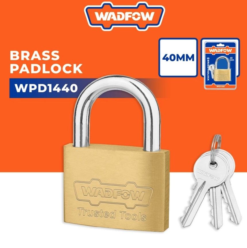 WADFOW BRASS PADLOCK (40MM-60MM) + IRON KEYS (3 PCS) WPD1440 / WPD1450 / WPD1460