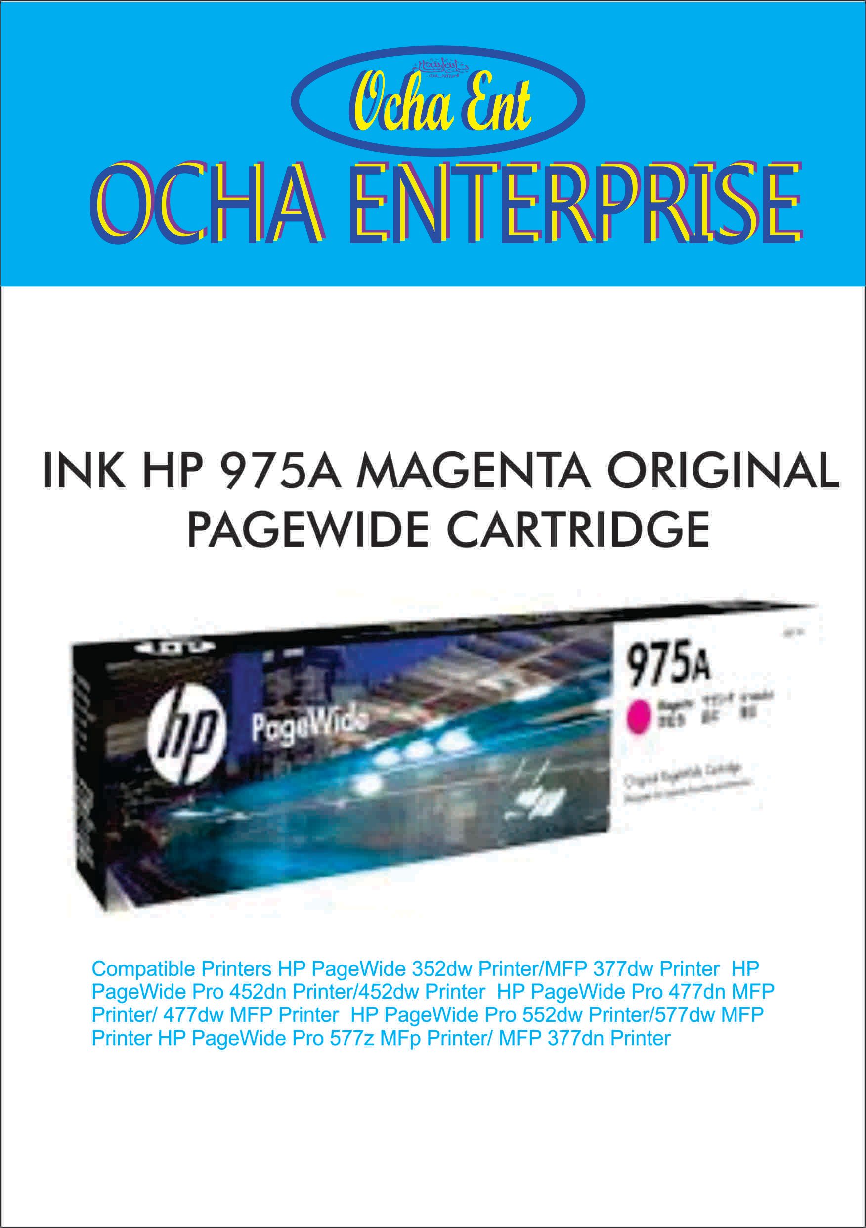 INK HP 975A MAGENTA ORIGINAL PAGEWIDE CARTRIDGE