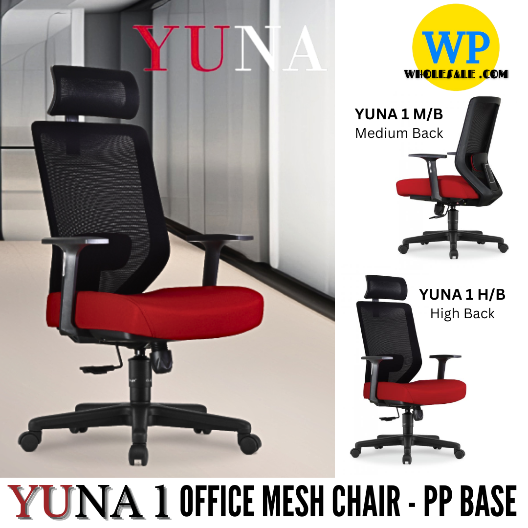 CLASSI CHAIR YUNA 1 ERGONOMIC OFFICE CHAIR - ALL SIZE / MESH SERIES / OFFICE CONFERENCE CHAIR / OFFICE SWIVEL CHAIR / EXECUTIVE CHAIR / DIRECTOR CHAIR / OFFICE CHAIR / PP BASE / FABRIC / PU LEATHER / YUNA 1