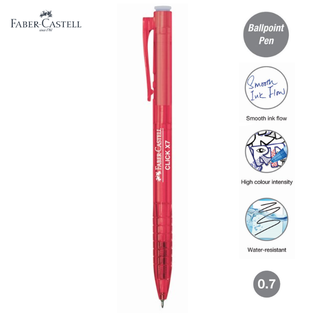 QP Faber-Castell Ball Pen Click X7/1422 0.7mm - Red