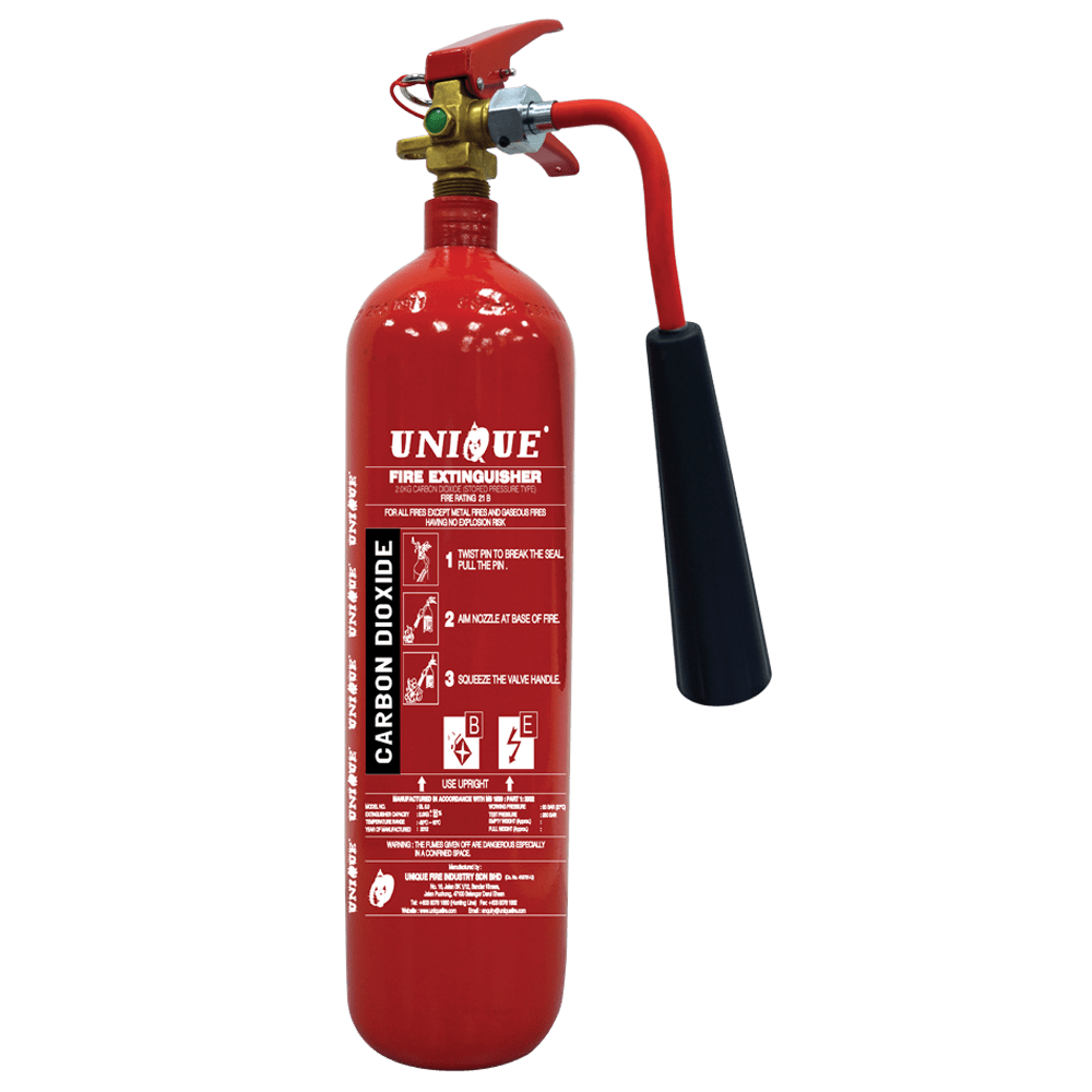 UNIQUE 2KG CO2 Fire Extinguisher & Free Wall Bracket With Bomba Certificate