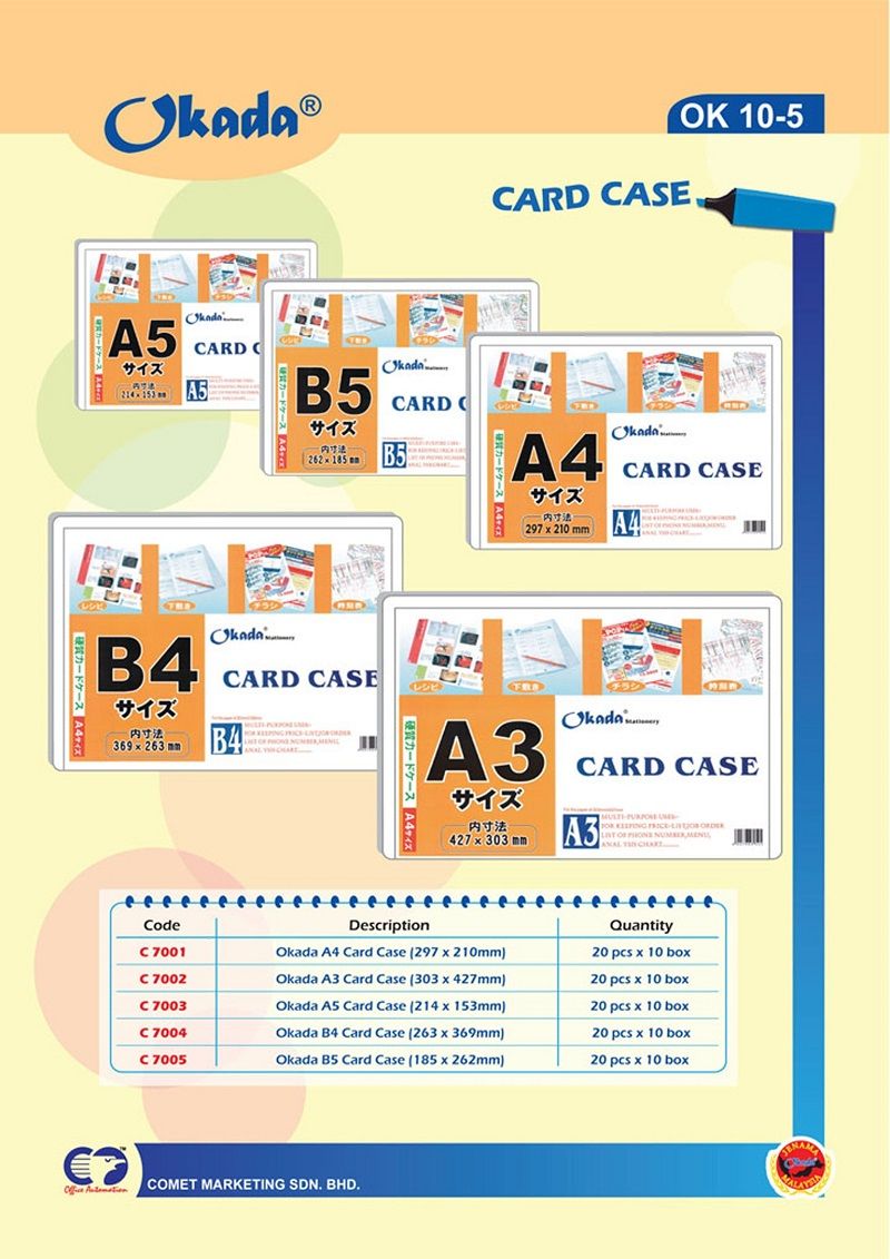 Okada PVC Transparent Hard Card Case A4 /Okada /Hard card Case /Transparent Hard Card Case /PVC Clear Case/A4 Size Card Case /Okada PVC Transparent Hard Card Case