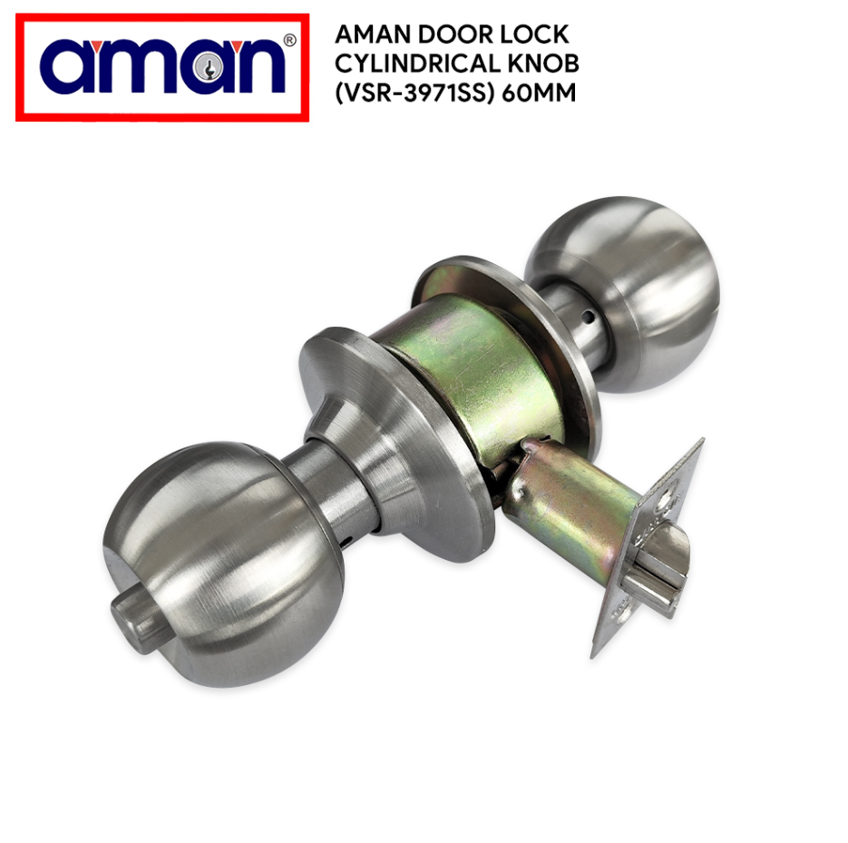 AMAN DOOR LOCKSET CYLINDRICAL KNOB (VSR-3971SS 60MM SILVER)