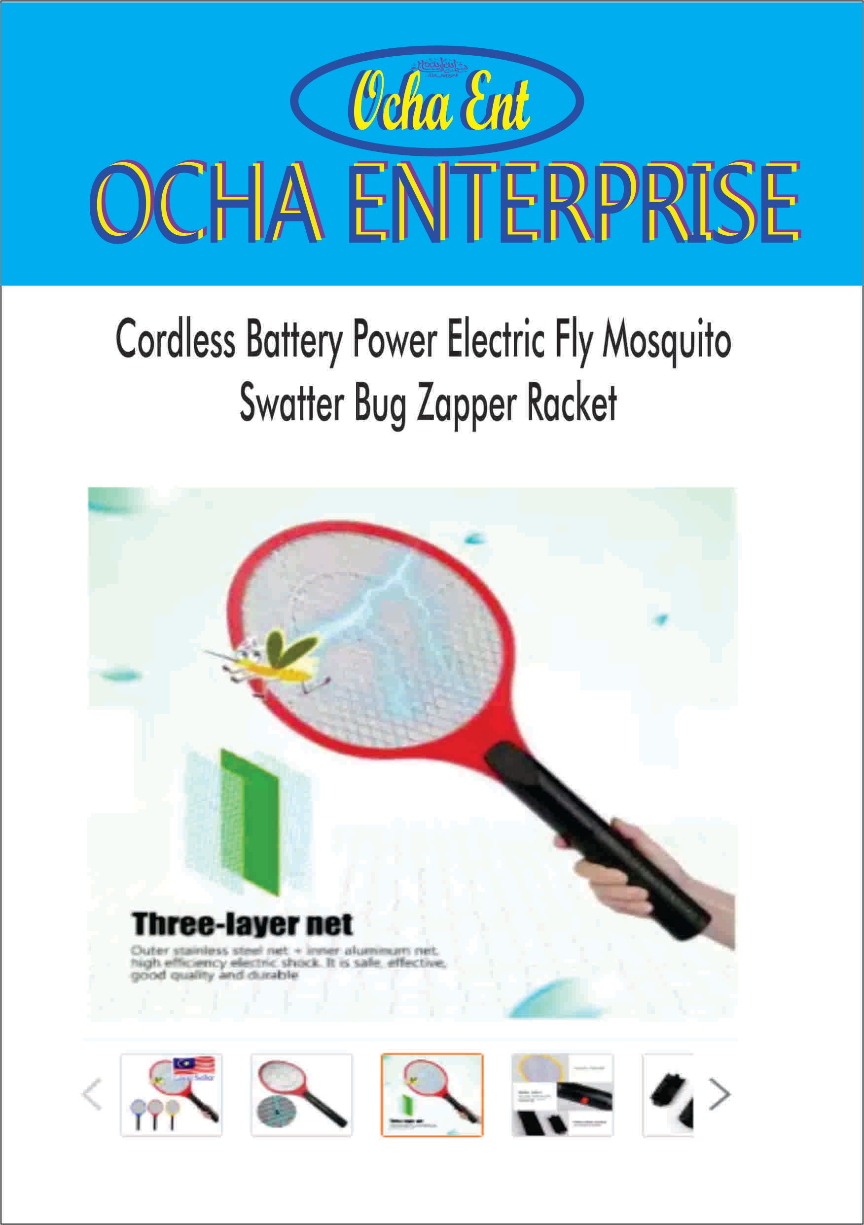 Cordless Battery Power Electric Fly Mosquito Swatter Bug Zapper Racket