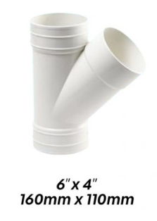 ATKC UPVC Fittings 135Â° Y-Branch (Y-Tee) 6" x 4" (160MMx110MM)