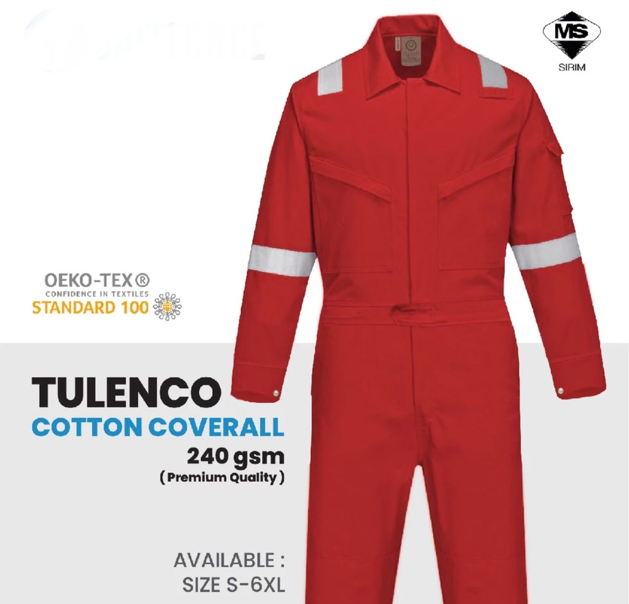 Coverall Tulen Cotton Coverall 240gsm Premium Quality Coverall Plus Size Non-FR Baju Kerja Keselamatan