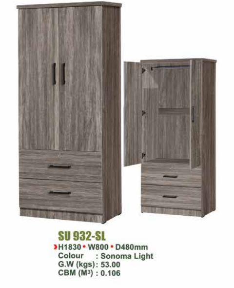 SU WARDROBE & WARDROBE WITH MIRROR SU 932 - SL/N.OAK