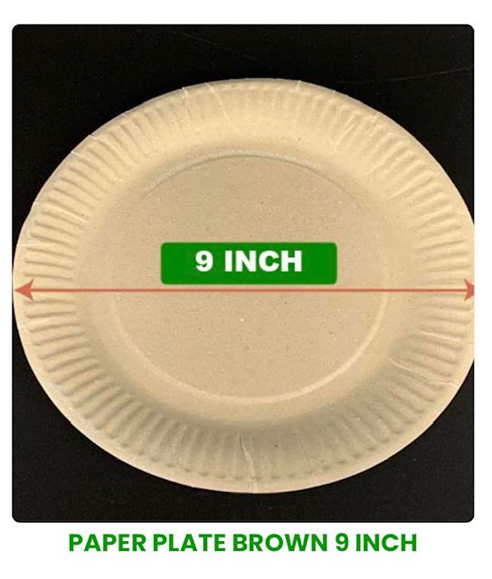 QS Paper Plate 9" Brown 100 pcs per pkt