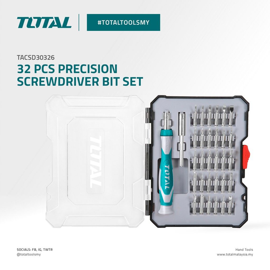 TOTAL PRECISION SCREWDRIVER BIT SET (32 PCS) TACSD30326