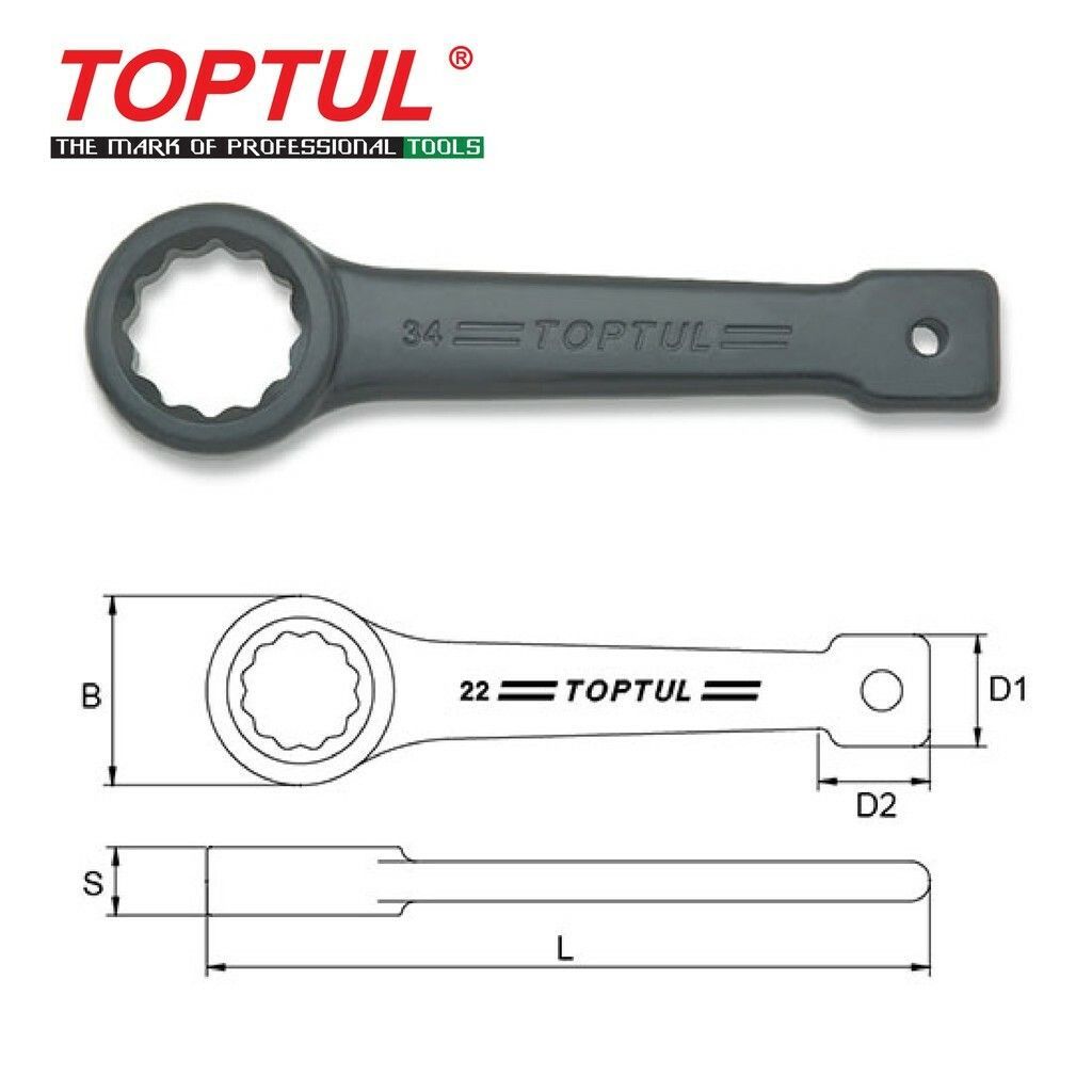 TOPTUL HEAVY DUTY SLOGGING RING WRENCH AAAR SERIES (22MM-34MM)