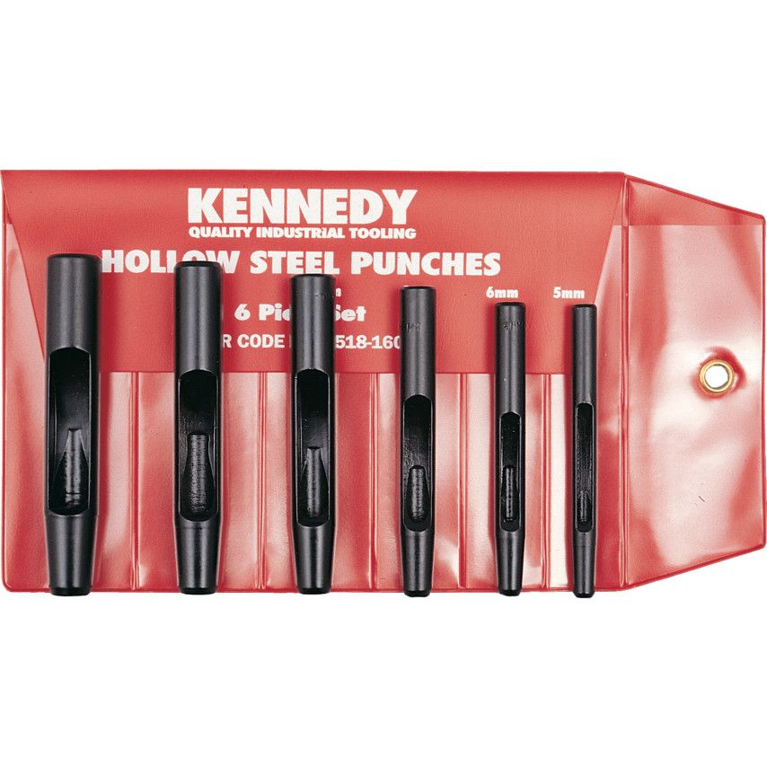 KNDY Kennedy 5-12mm HOLLOW PUNCH SET (6-PCE) FOR CORK, LEATHER, PLASTICS
