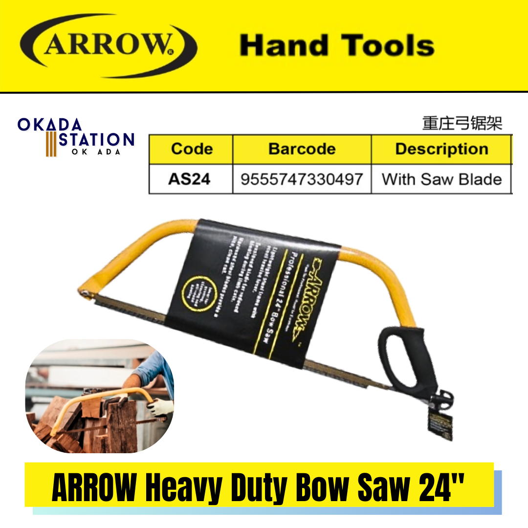 ARROW Heavy Duty Bow Saw 24" (AS24) / Heavy Duty Bow Saw / Tree Pruning Saw / Wood Cutting Saw / Bow Saw / Hand Saw / Heavy Duty / Saw / Hand Tools / 24" / AS24