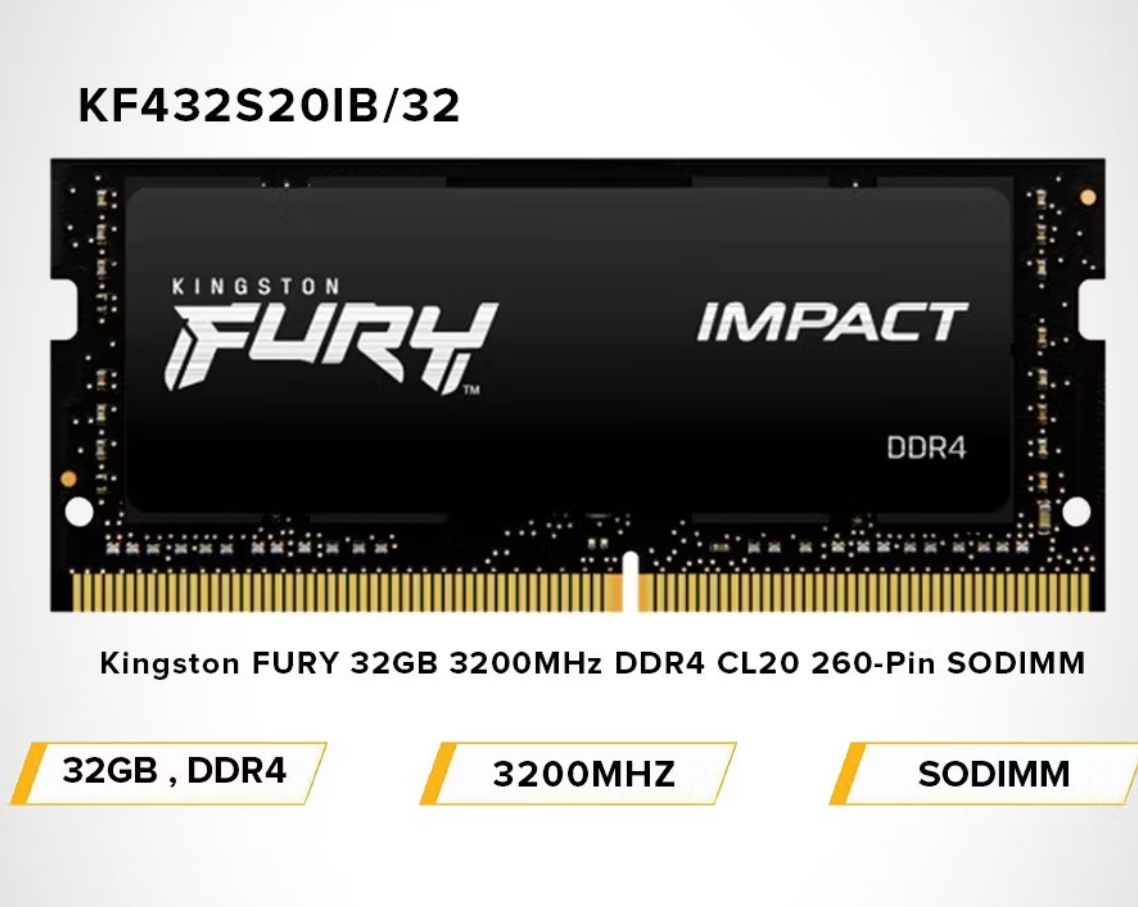 Kingston FURY 32GB 3200MHz DDR4 CL20 260-Pin SODIMM (KF432S20IB/32)